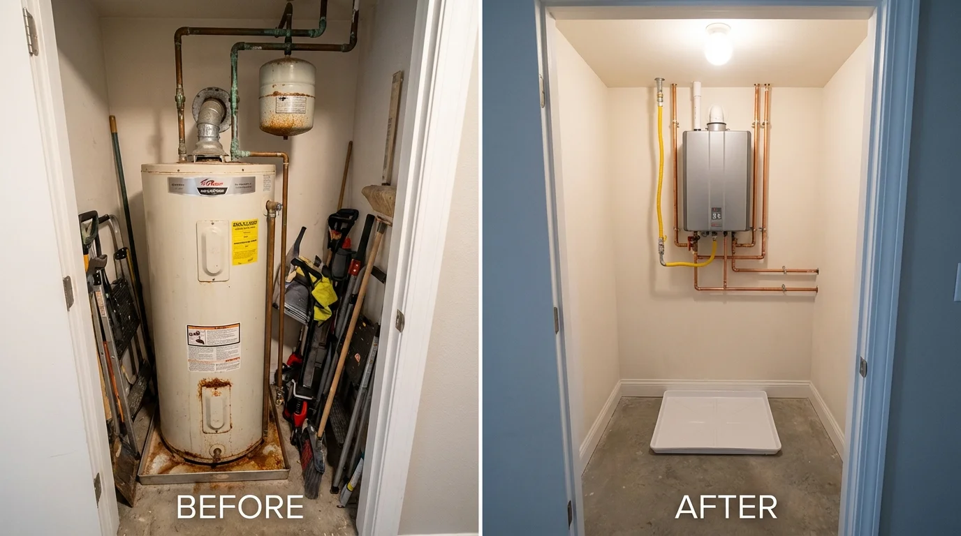 Tank water heater versus wall-mounted tankless unit comparison for Imperial, PA homeowners